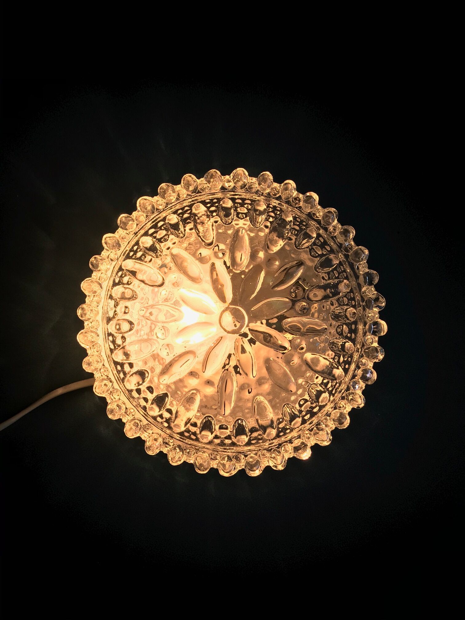 Round cast glass ceiling light