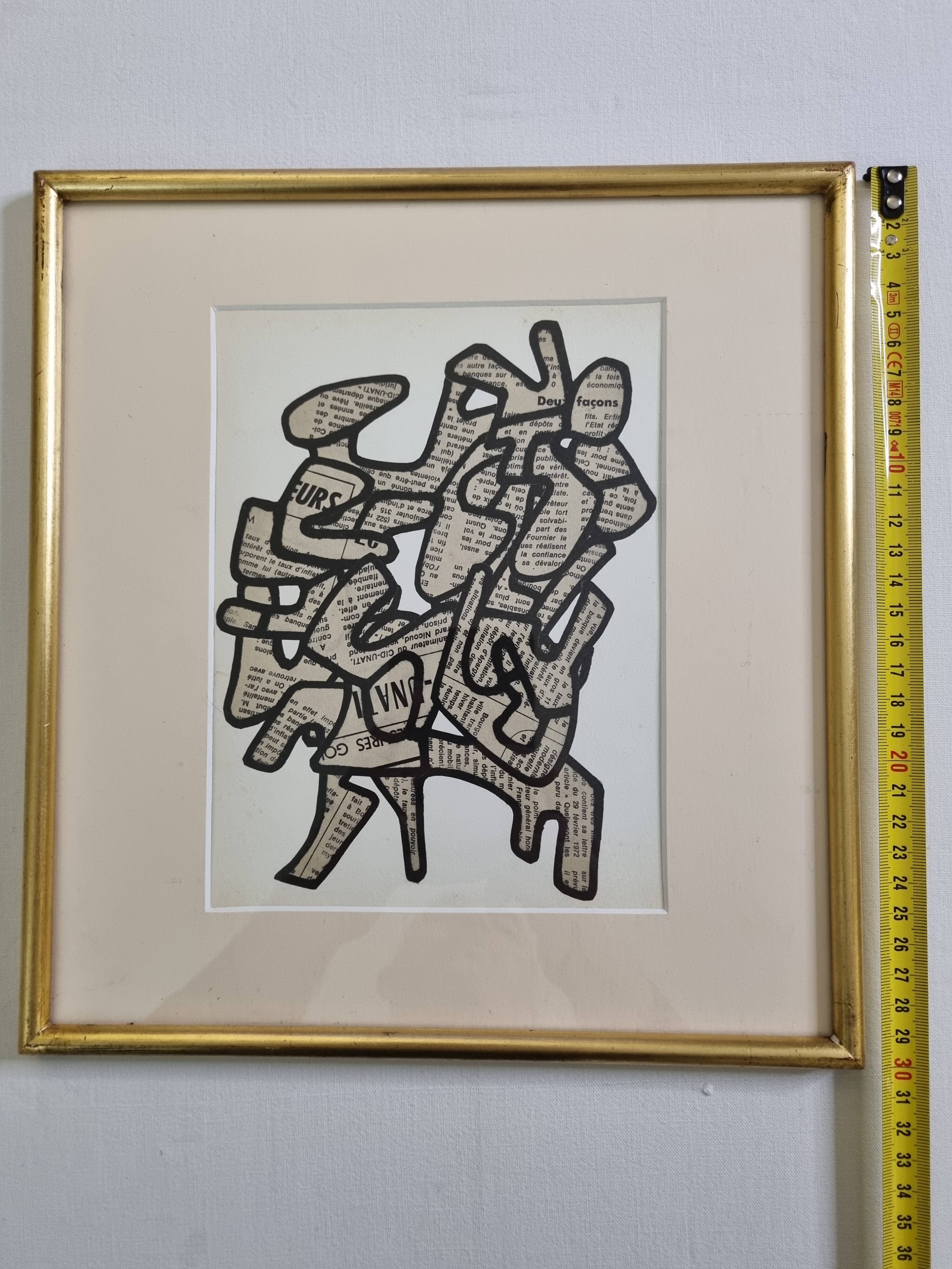 Screenprint after Jean Dubuffet framed under glass 28 cm by 30 cm
