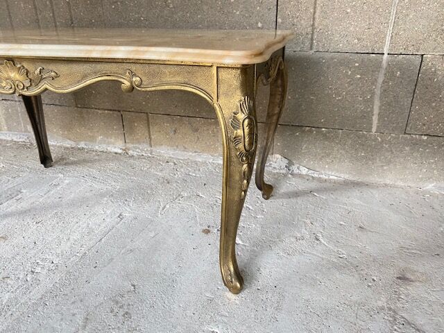 Onyx coffee table base vintage brass 1950