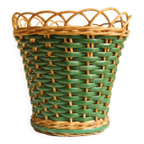 Cache-pot en rotin naturel & peint