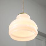 Mid-century italian brass and opaline pendant lamp, 1950s