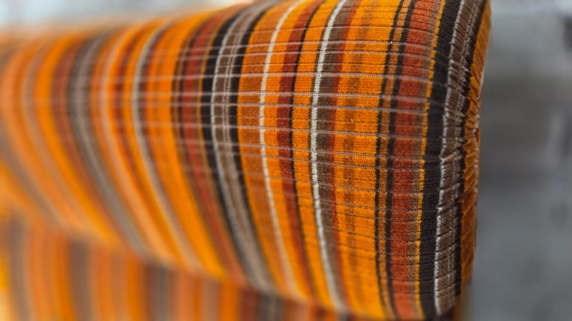 Pair of vintage 1970s modular armchairs – striped orange fabric