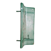 Banc public en métal perforé vert vintage