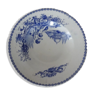 PLATE putti and flowers faience Trianon blue old 257102 sarreguemines creil