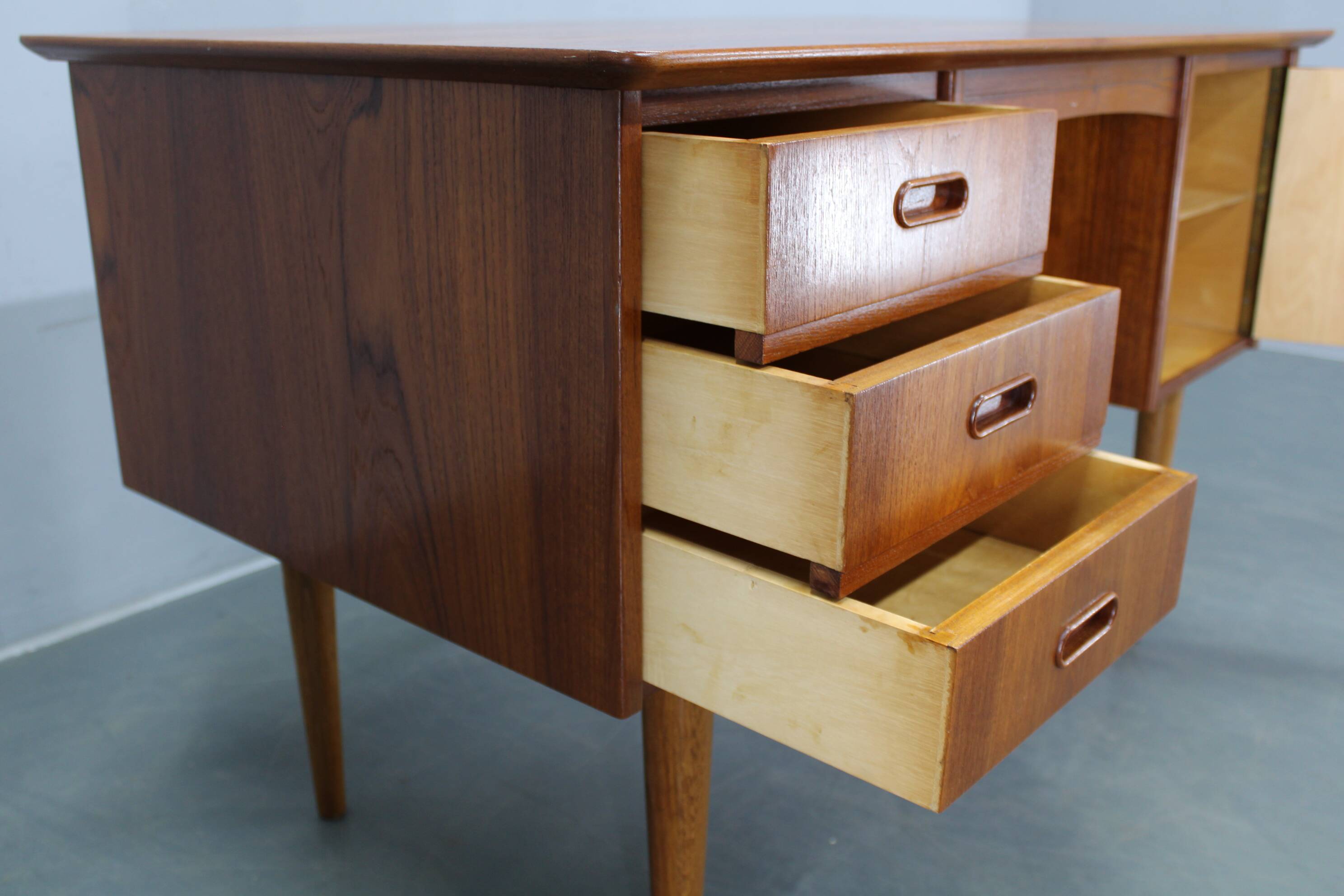 Danish mid-century modern teak writing desk with oak legs, 1960s