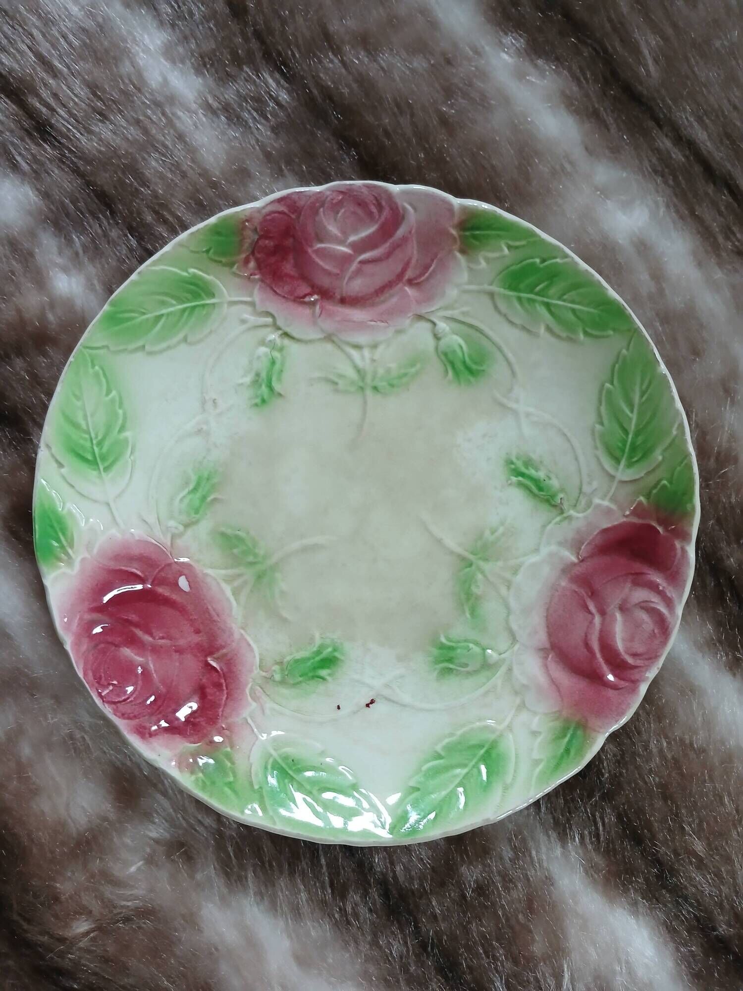 10 assiettes très anciennes en barbotine 