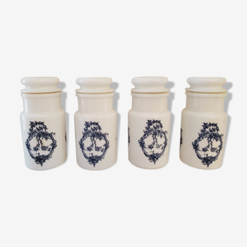 4 opaline bottles blue pattern