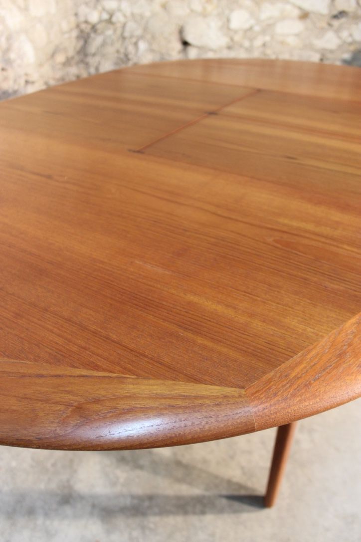 Scandinavian vintage teak dining table with 2 extension cords hidden by Svend Aage Madsen for Knudsen - Son, Denmark