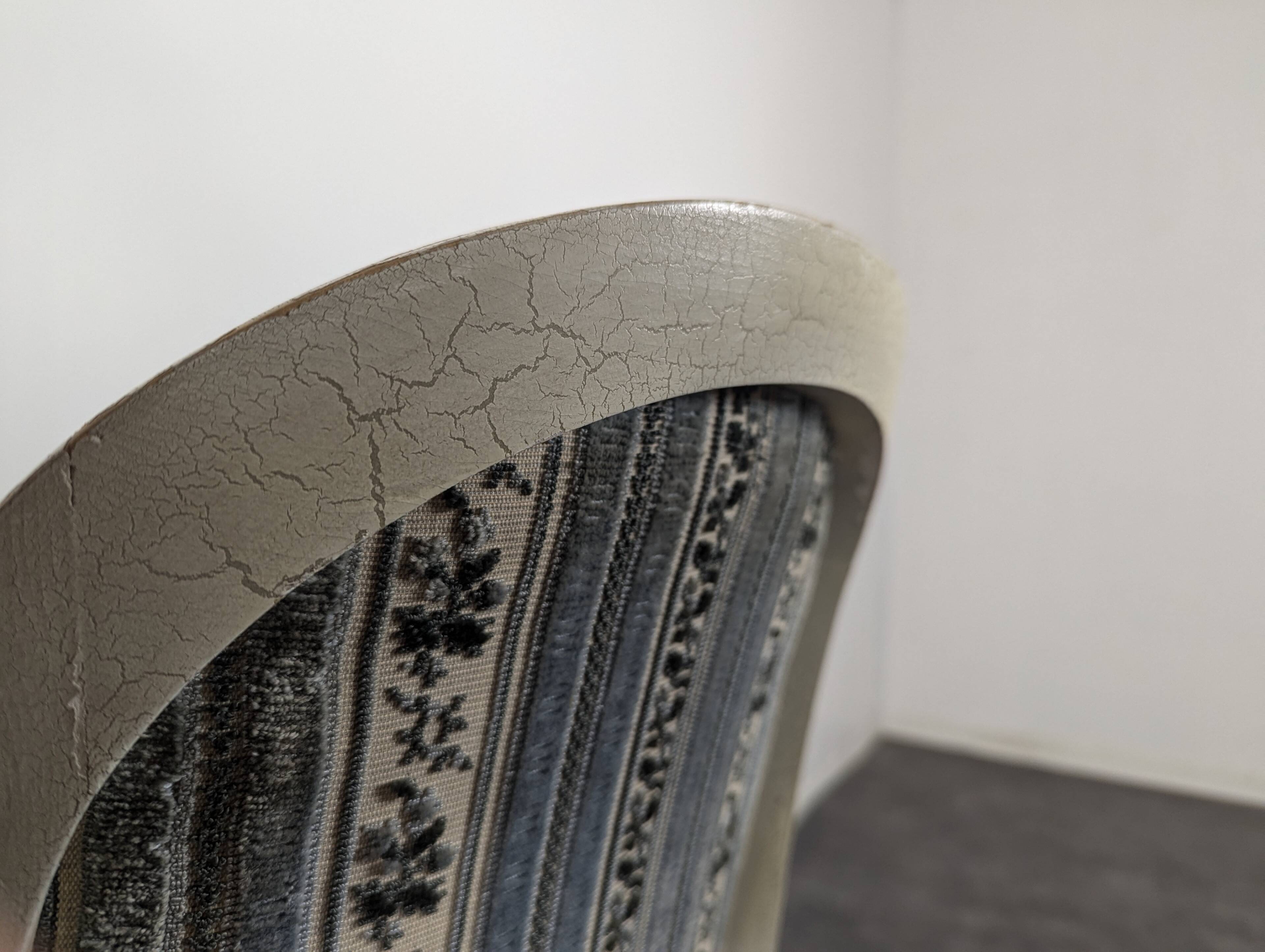 White lacquered Louis XVI style medallion chair