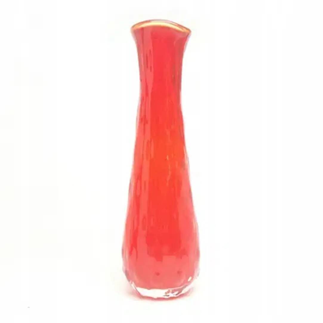 Bean vase, red glass, Ząbkowice, Poland, 1970s