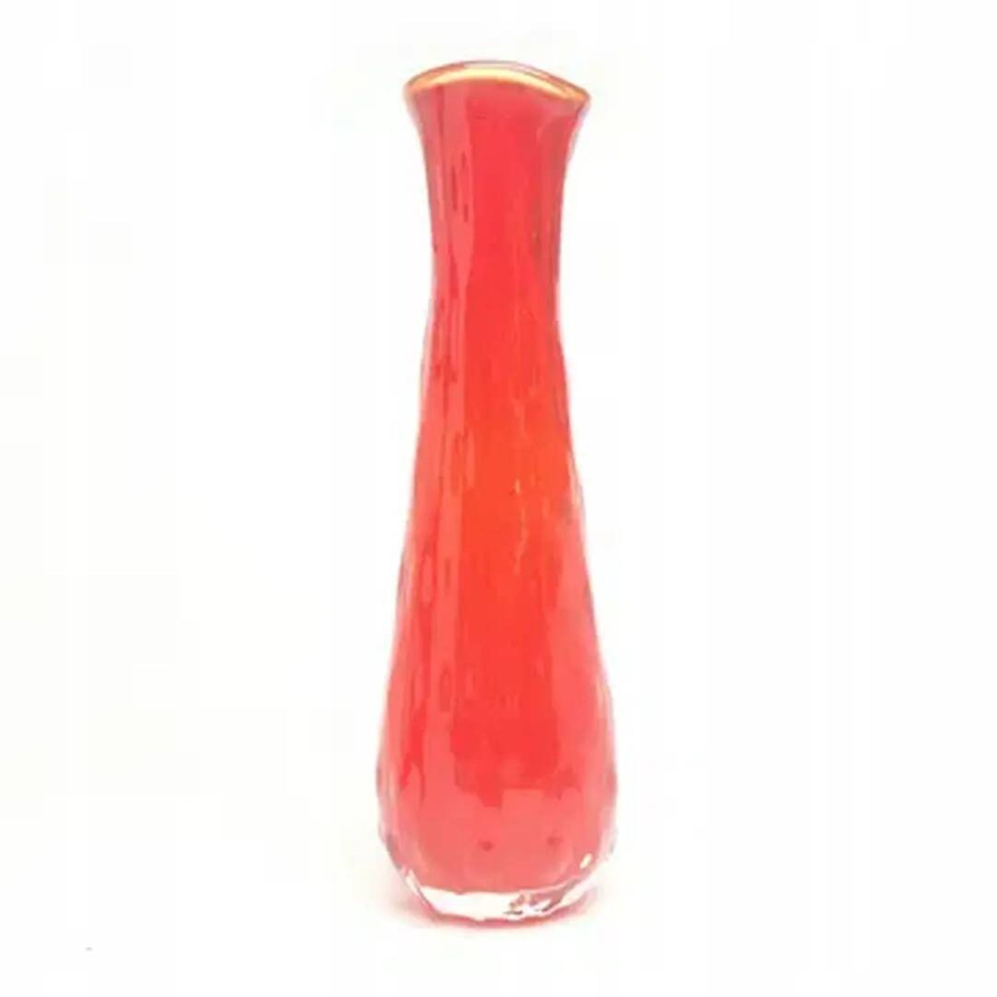 Vase en forme de haricot, en verre rouge, Ząbkowice, Pologne, années 1970