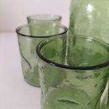 Carafe and matching tumblers in molded glass