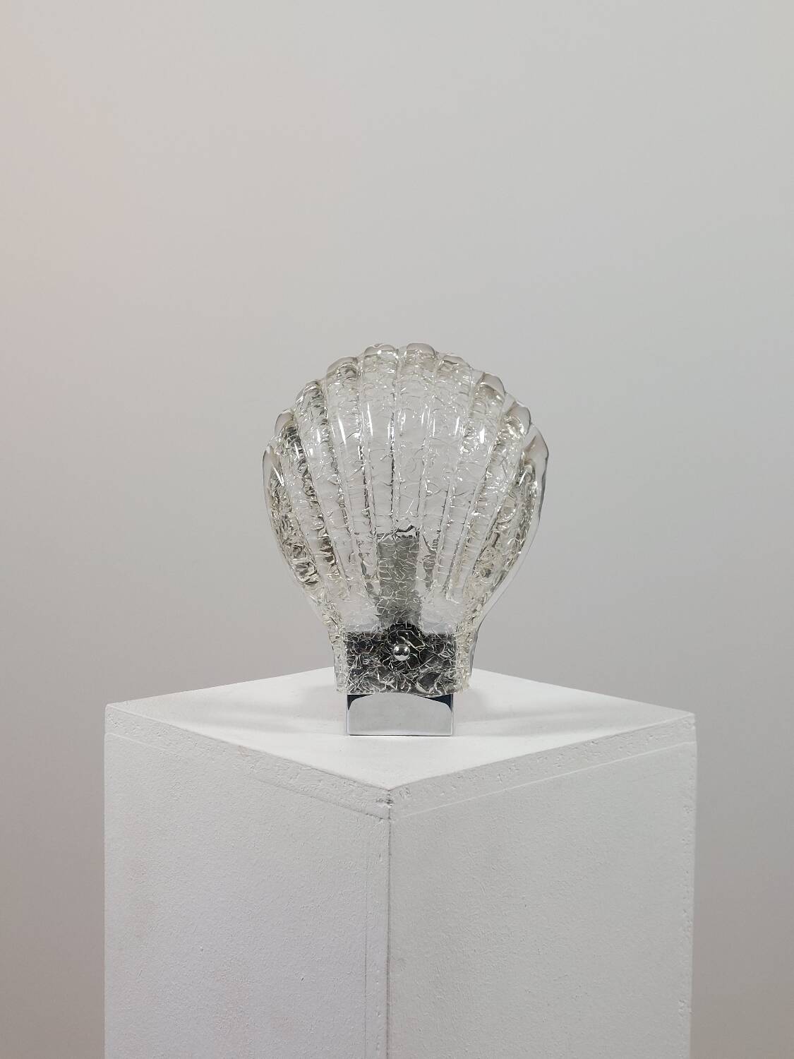 Vintage Murano craquelee glass chrome wall lamp