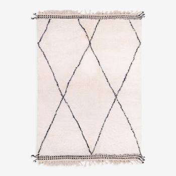 Berber carpet beni urain ecru with black lines 220 x 158 cm