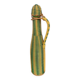 Bottle covered with rattan and scoubidou, 60s-70s