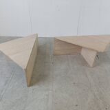 Tables basses triangulaires en travertin Up & Up, années 1970