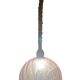 Suspension globe rose pale en verre  à relief avec câble corde