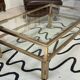 Vintage Pierre Vandel Paris Coffee Table Gold Aluminum and Glass with Two Trays 70'