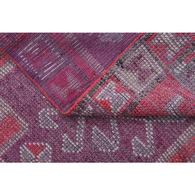 Vintage Turkish Vintage Oushak Pink Purple Runner Rug 88x291