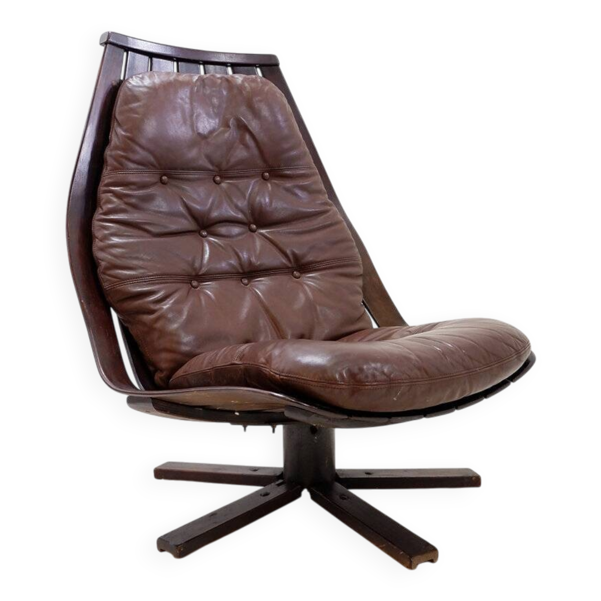 Vintage swivel armchair 1970 by Hans Brattrud for Hove Möbler