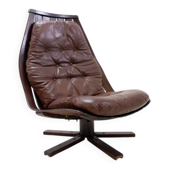 Vintage swivel armchair 1970 by Hans Brattrud for Hove Möbler
