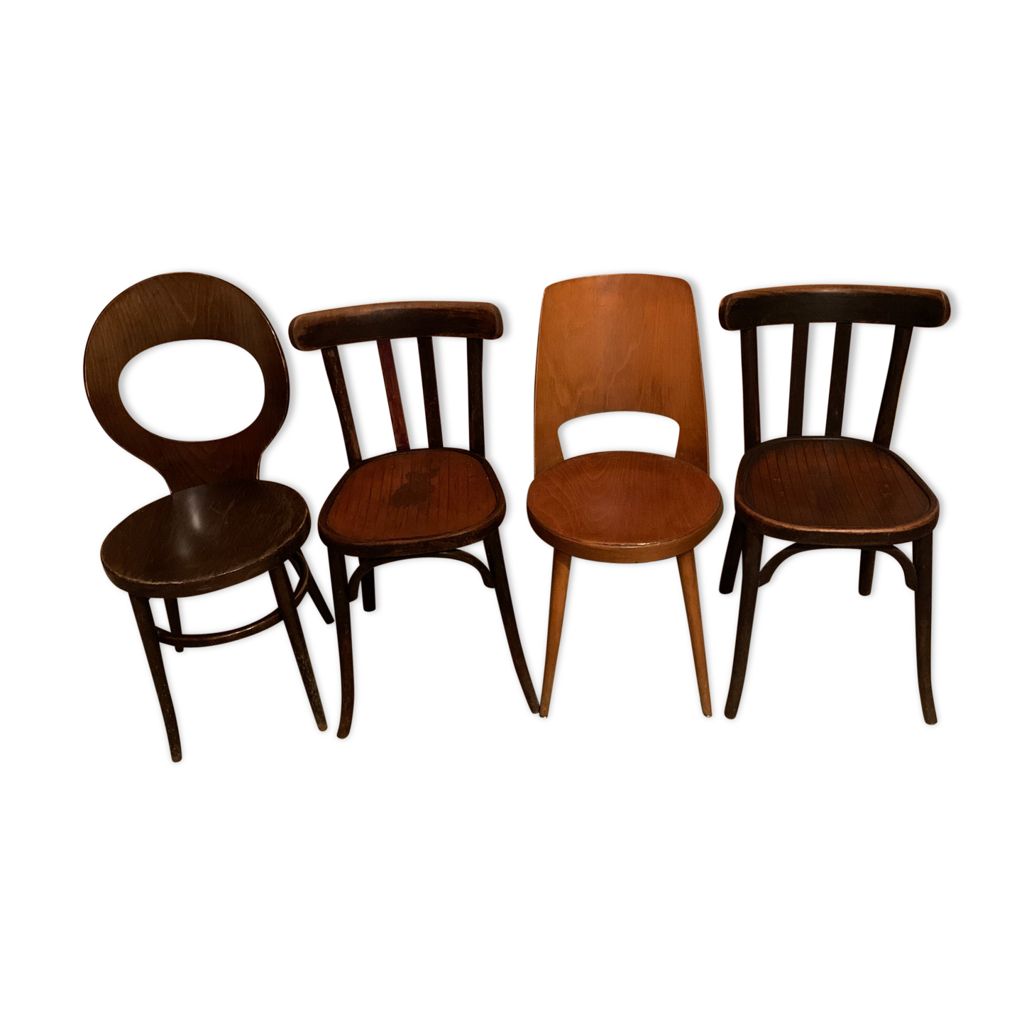 Lot of mismatched bistro chairs