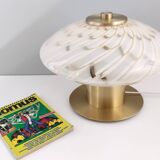 White Murano Glass and Brass Table Lamp, Italy, 1980s