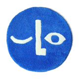 Tapis rond visage bleu 54x54cm