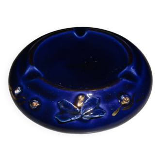 Navy blue ashtray with golden decorations