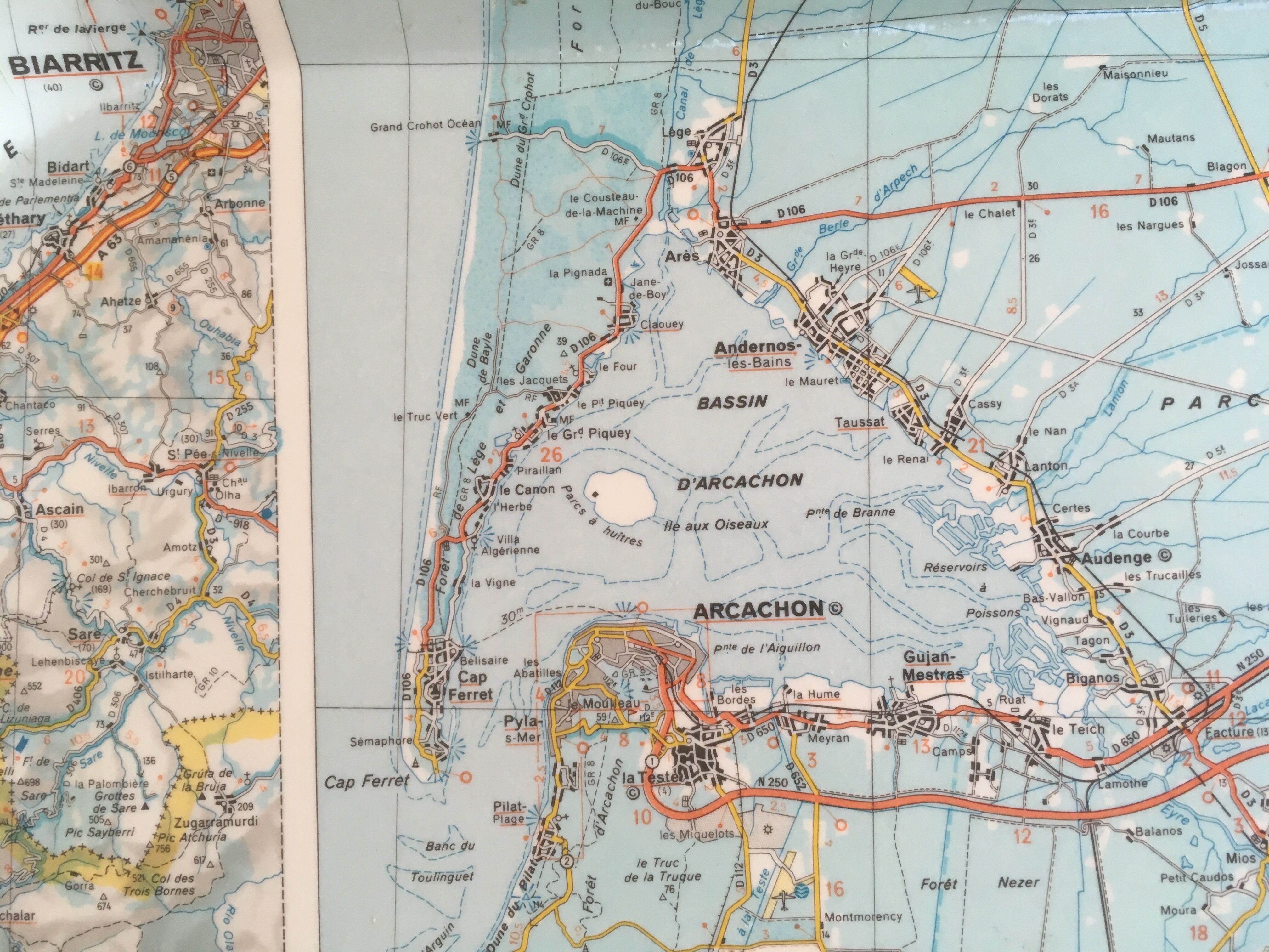 Plateau map of France Cap Ferret Le Pyla 1960