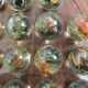 Vintage wooden carved solitaire game – Resin balls with insects –