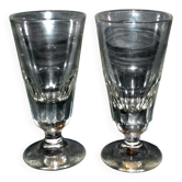 Verres à café de Bistrot Mazagran ancien 1900 en verre soufflé épais et taillé