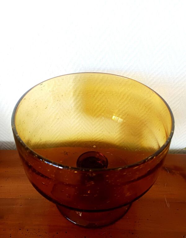 Grande coupe centre de table en verre bullé Biot 25 cm