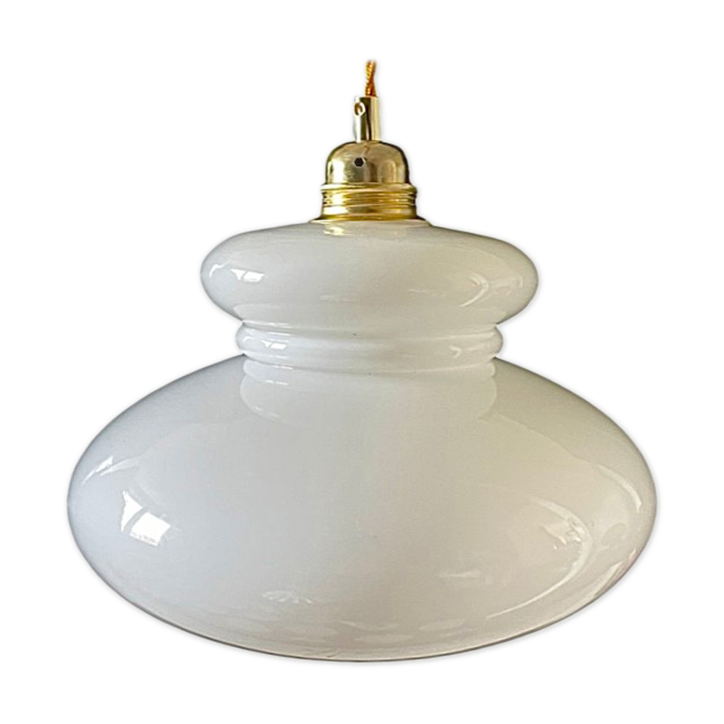 Suspension vintage en opaline blanche