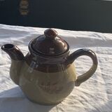 Two-tone stoneware teapot vintage floral pattern
