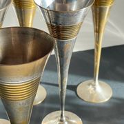 6 Flutes Champagne Laiton Argenté Vintage