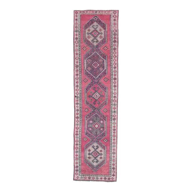 1970s Turkish Handmade Wool Runner Rug 76x299