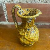 Antique pitcher cyclops enamels honey yellow vallauris fat lava vintage