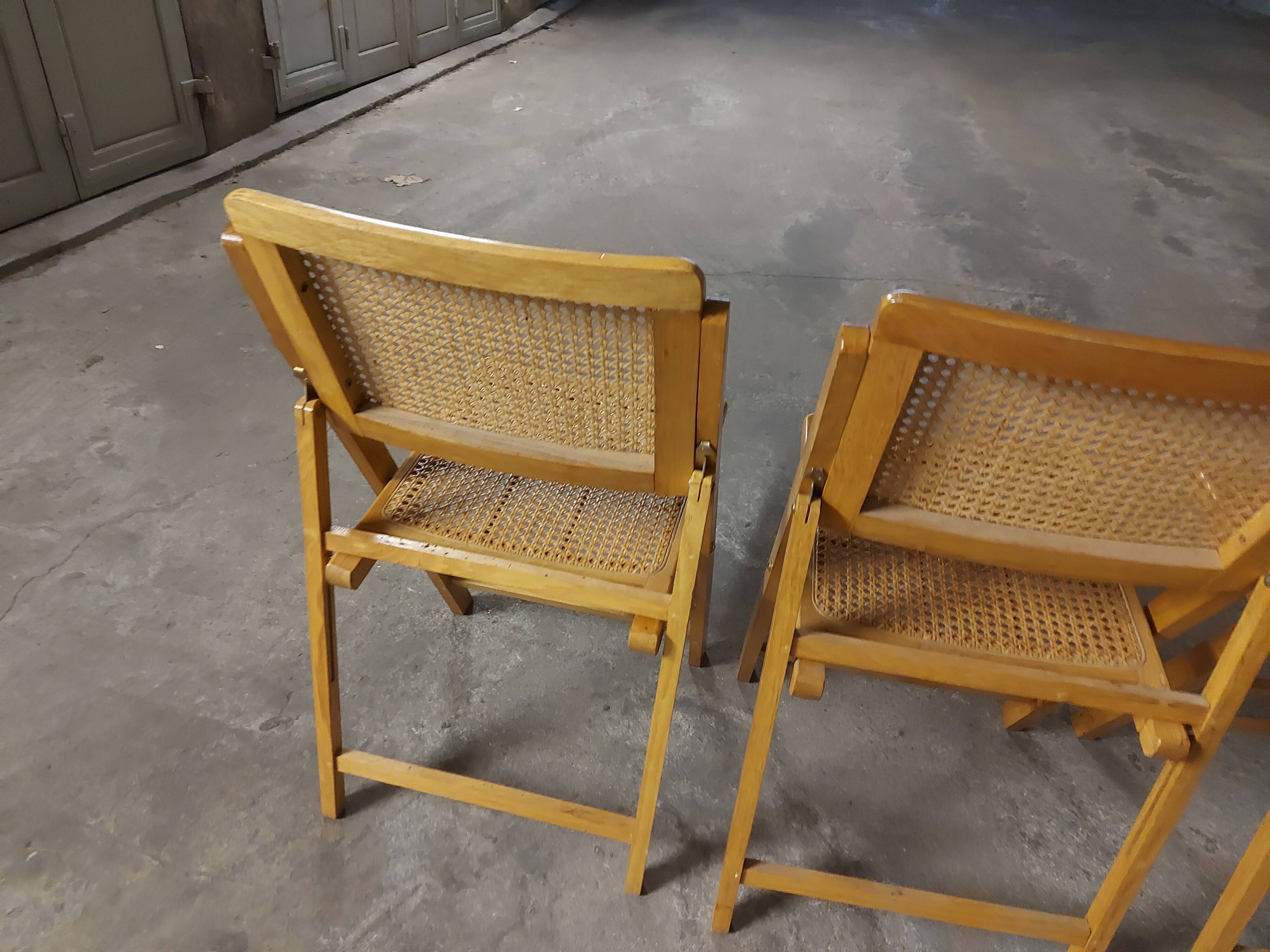 Set de 3 chaises  cannées  pliantes vintages 70