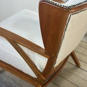 Fauteuils (la paire) bois et tissus bouclés 1950'S