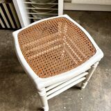White wooden stool with caning