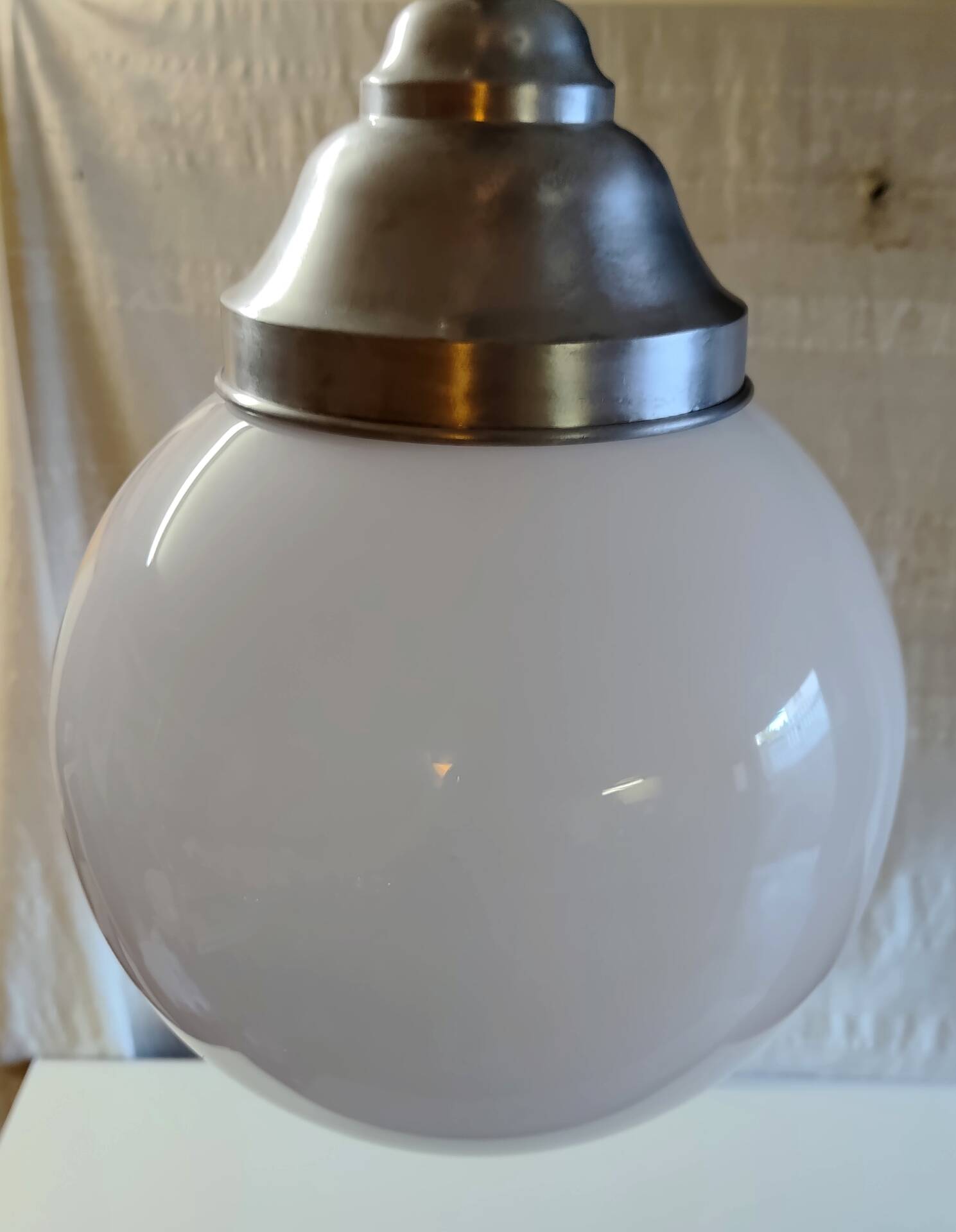 Bauhaus opaline globe suspension XL - mid 20th century
