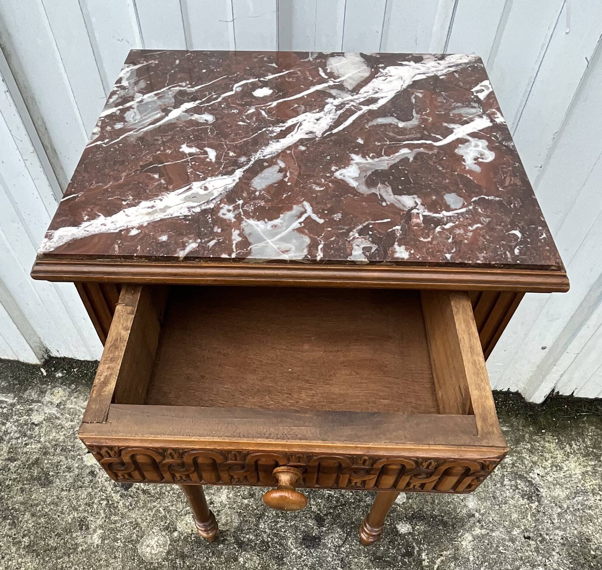 Louis XVI Style Walnut Bedside Table – Early 20th Century