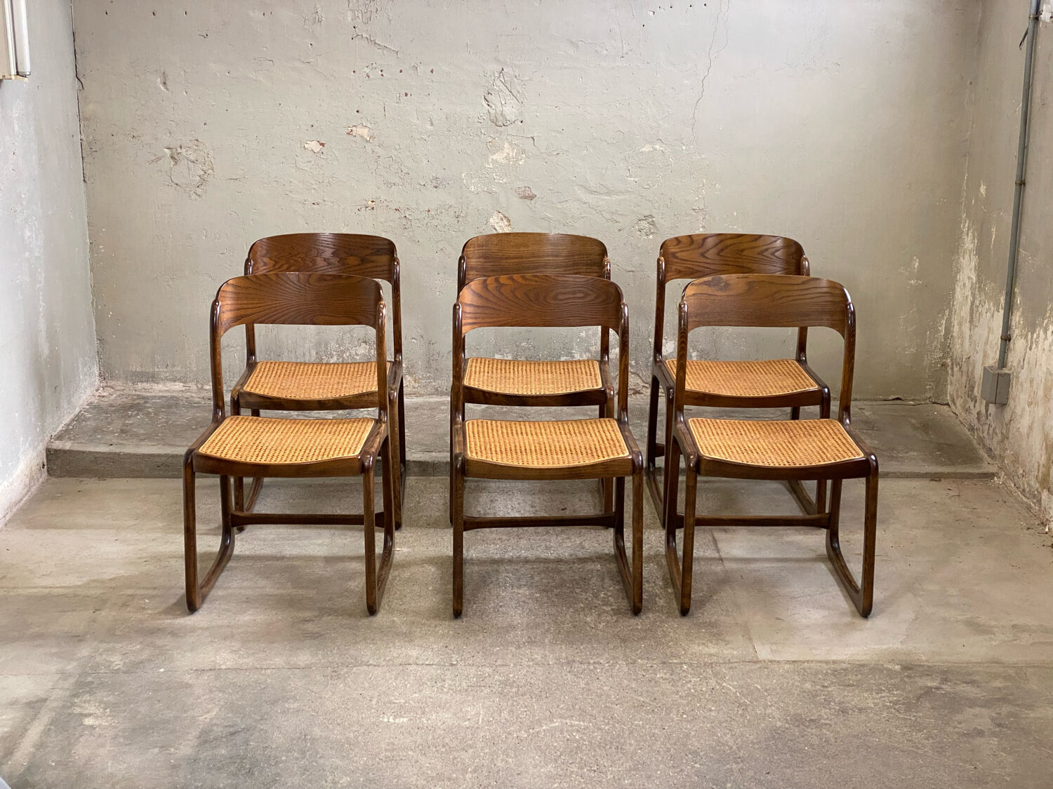 6 baumann cans sleigh chairs