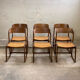6 chaises traîneau cannées baumann