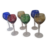 6 St Louis crystal colored glasses