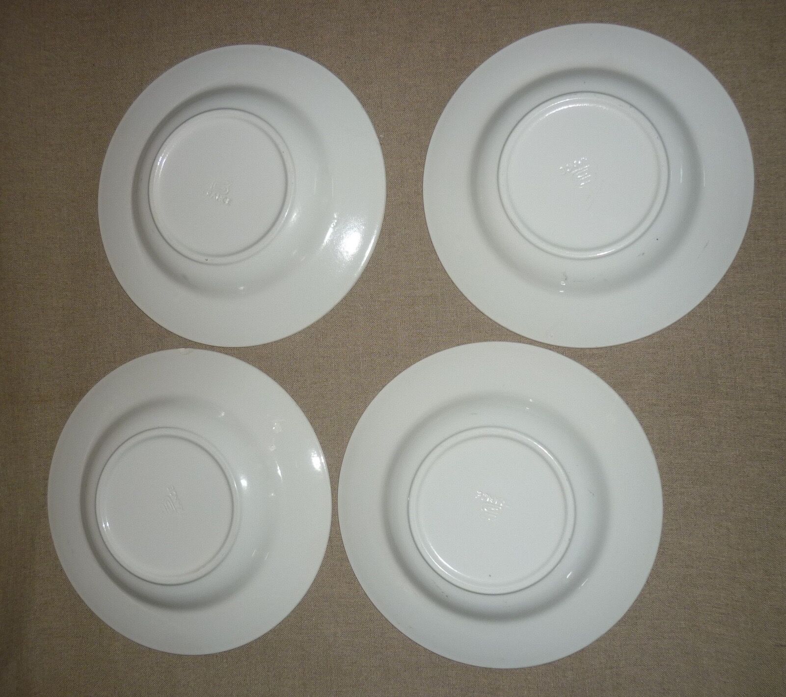 5 antique white and blue ceramic plates