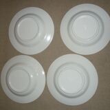 5 antique white and blue ceramic plates