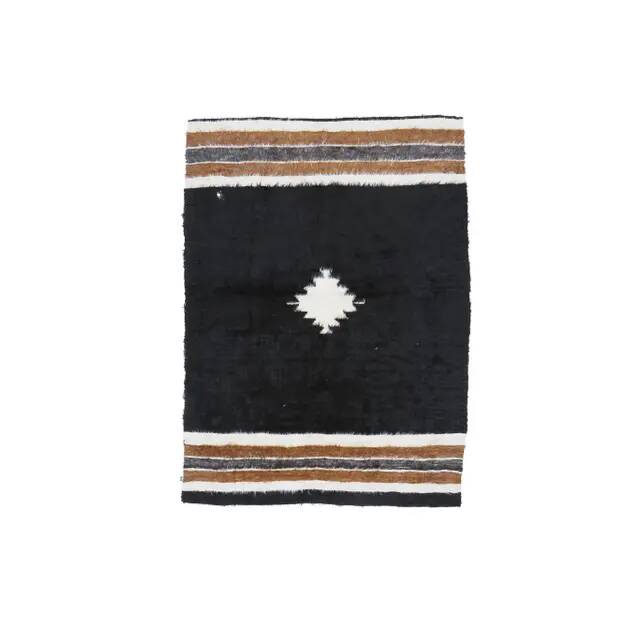 Vintage Turkish Hand-Knotted Wool Cotton Brown Kilim Area Rug 132x180