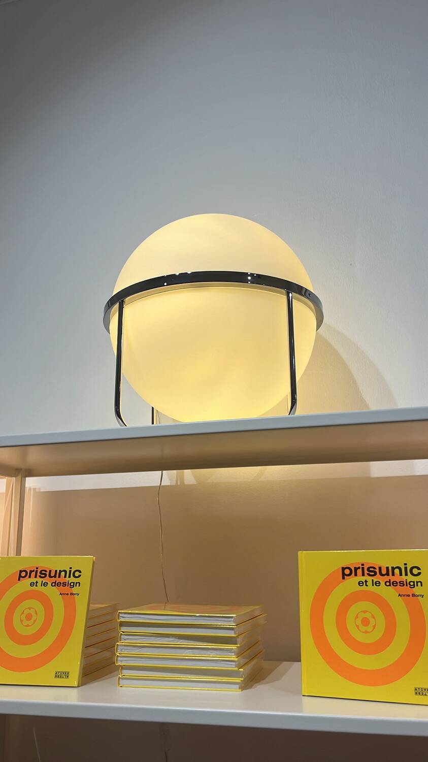 Garrault Delord Prisunic Monoprix design lamp limited edition 210 copies signed vintage Space Age opaline